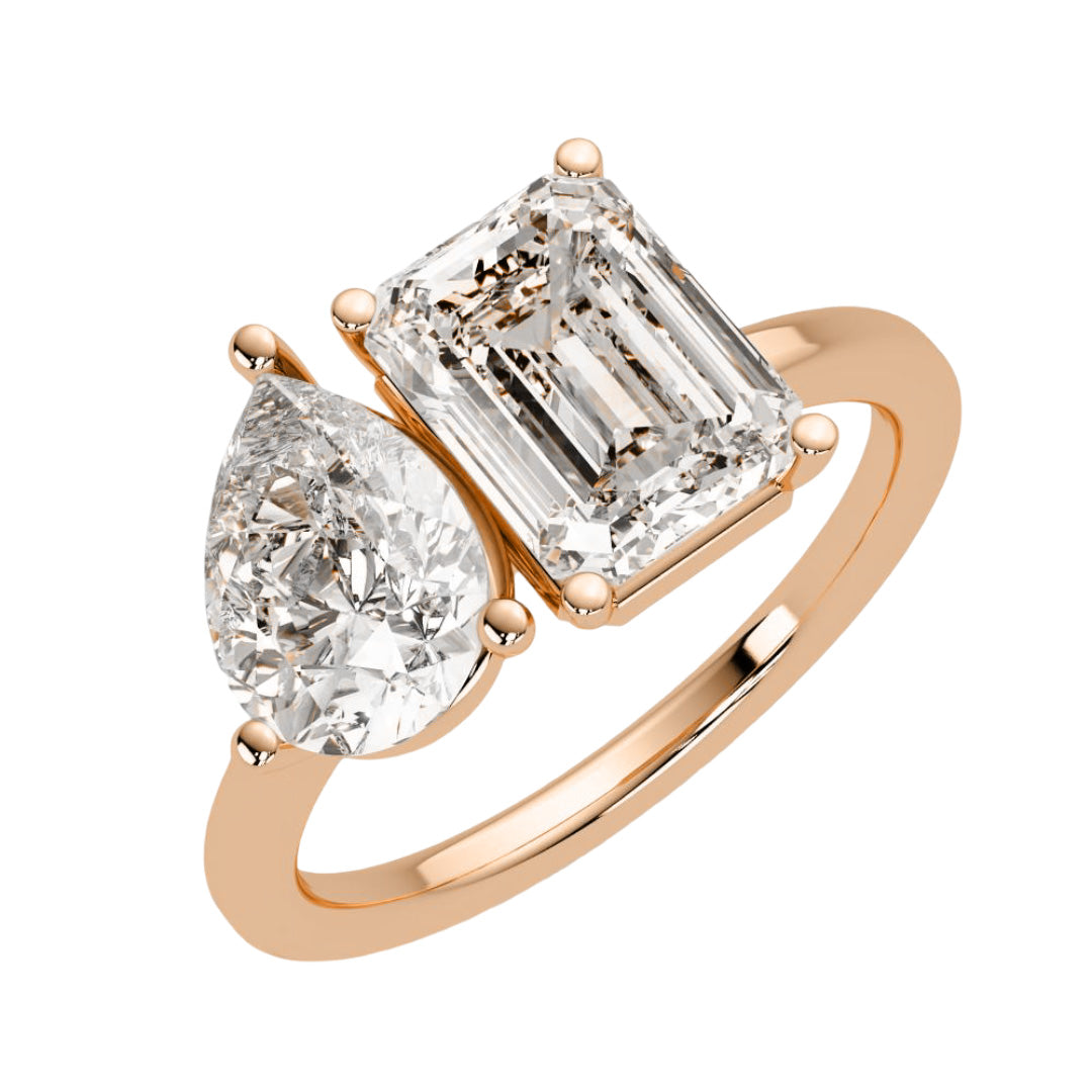 Emerald & Pear With Toi Et Moi Engagement Ring in Gold