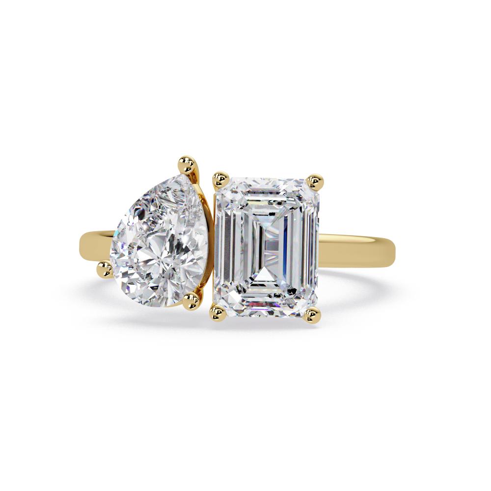 Emerald & Pear With Toi Et Moi Engagement Ring in Gold