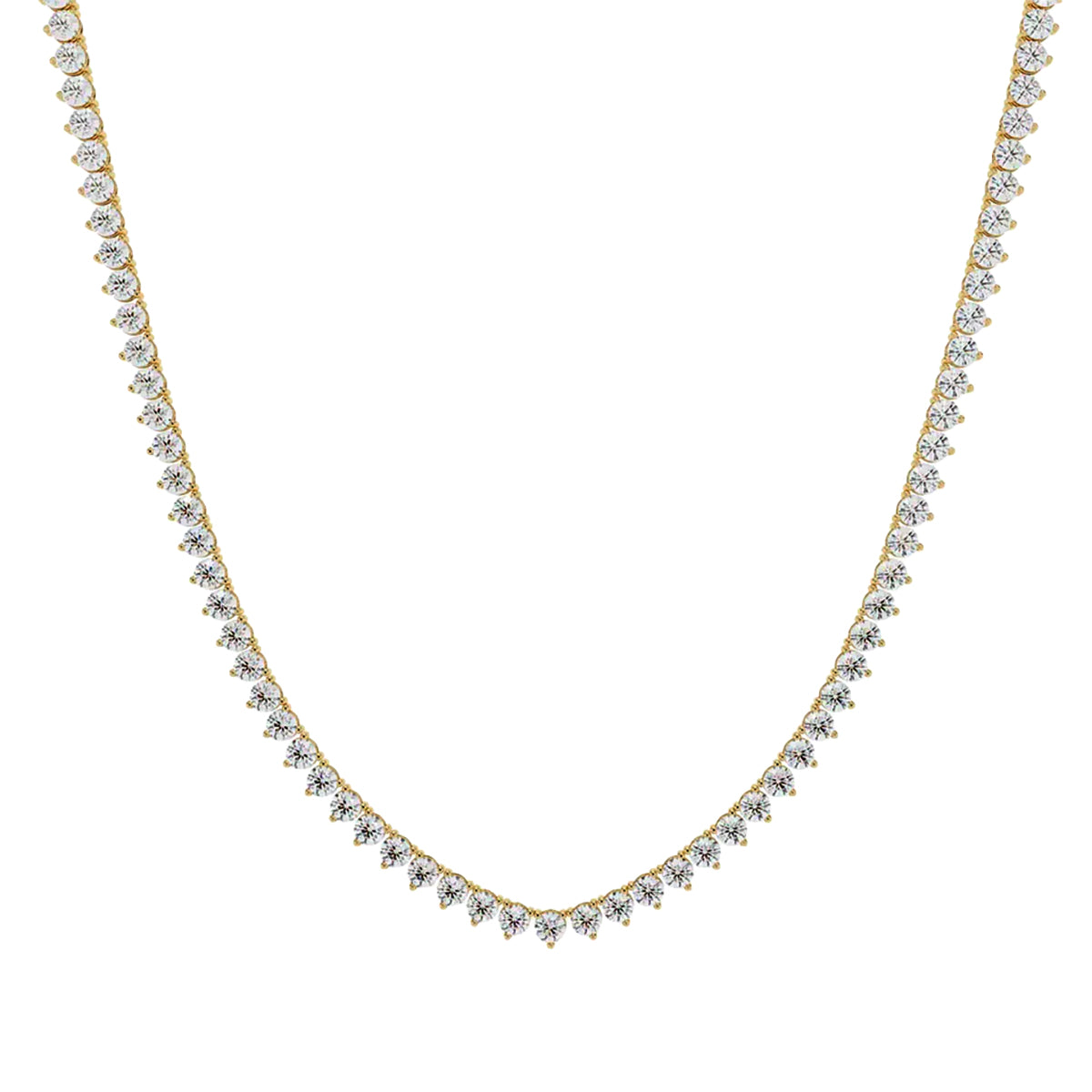 Round Diamond Tennis Necklace in Gold