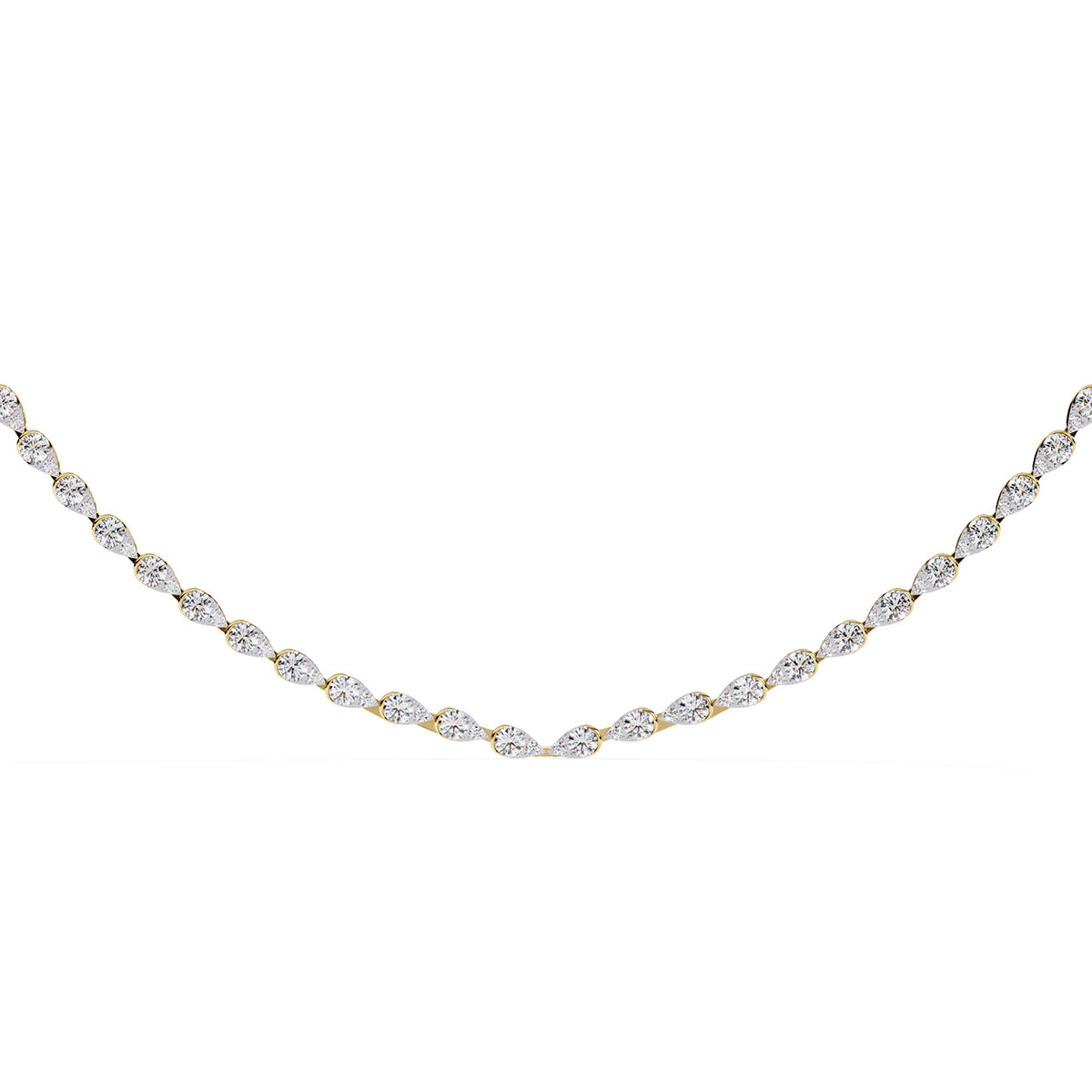 Pear Shape Diamond Tennis Necklace in Gold