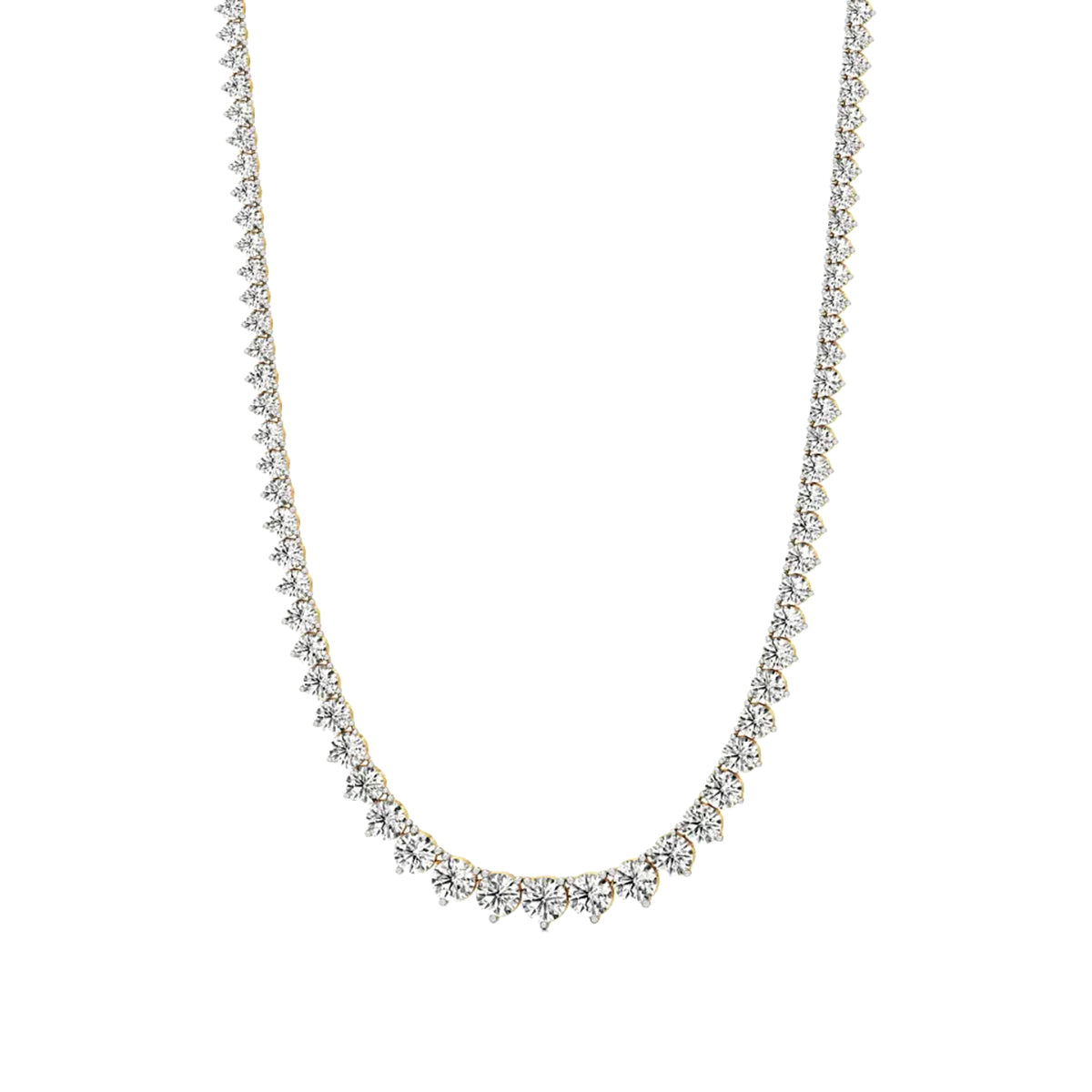 Round Diamond Buttercup Setting Tennis Necklace in Gold