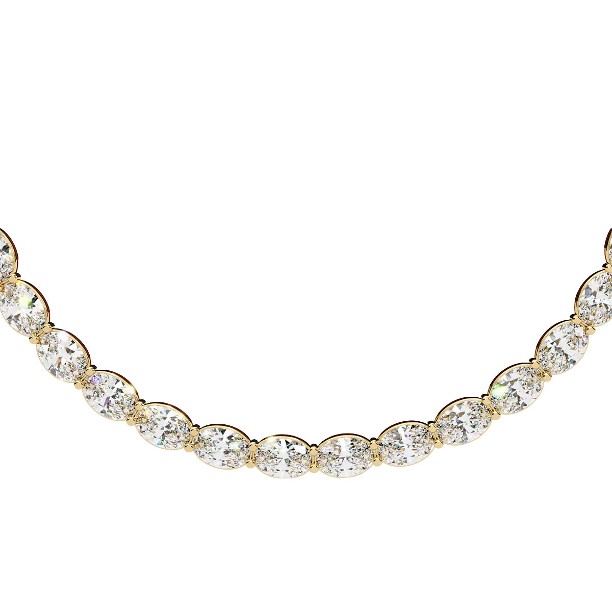 Oval Diamond Tennis Necklace in Gold