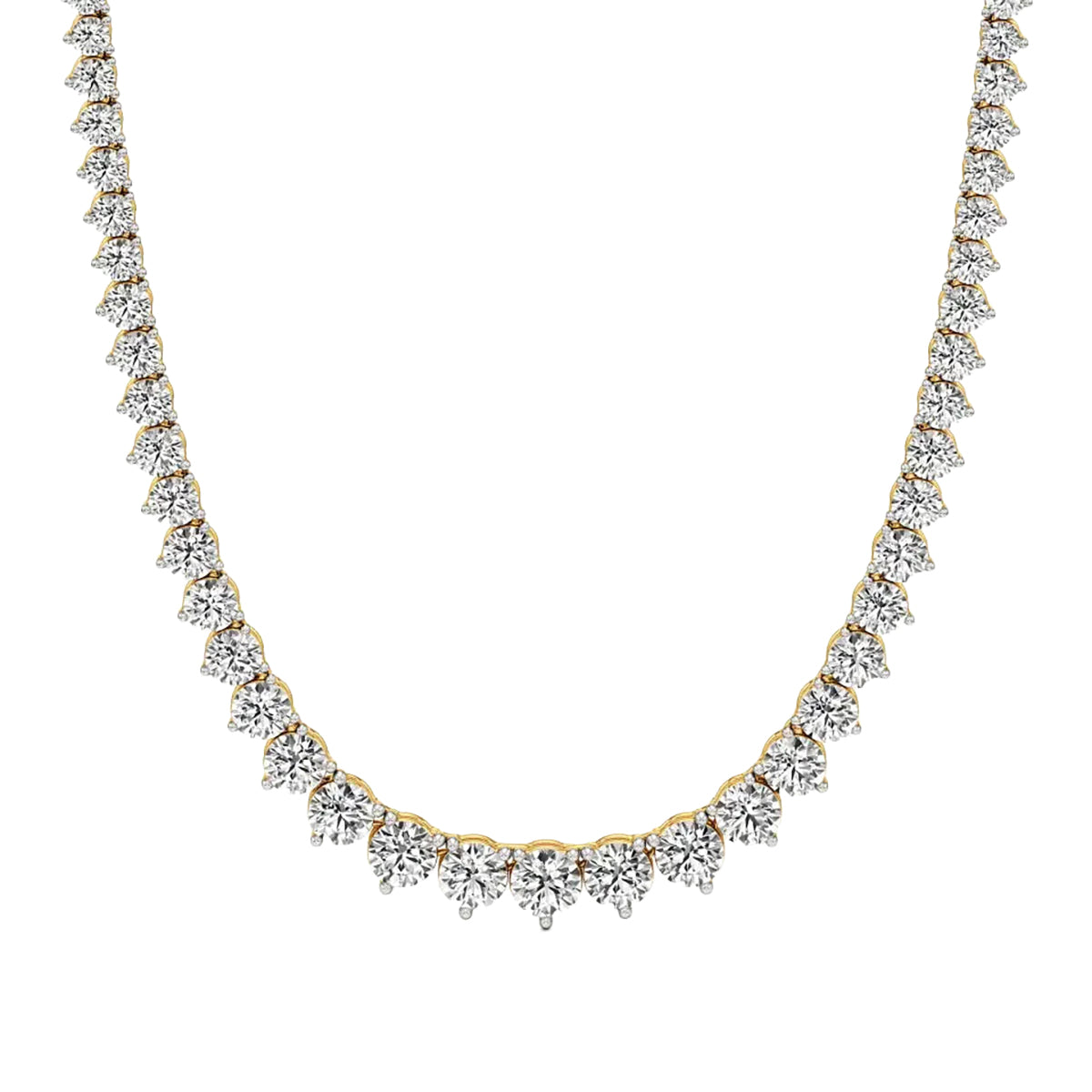 Round Diamond Buttercup Setting Tennis Necklace in Gold