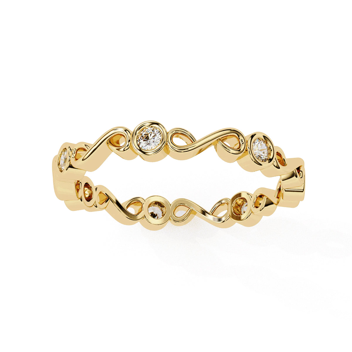 Round Cut Minimal Diamond Band for Her in Gold