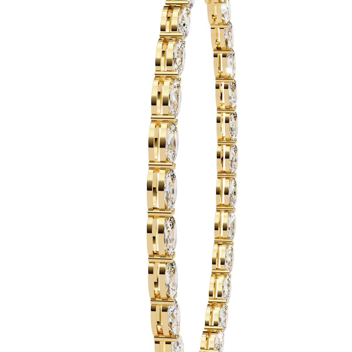 Oval Diamond Tennis Necklace in Gold