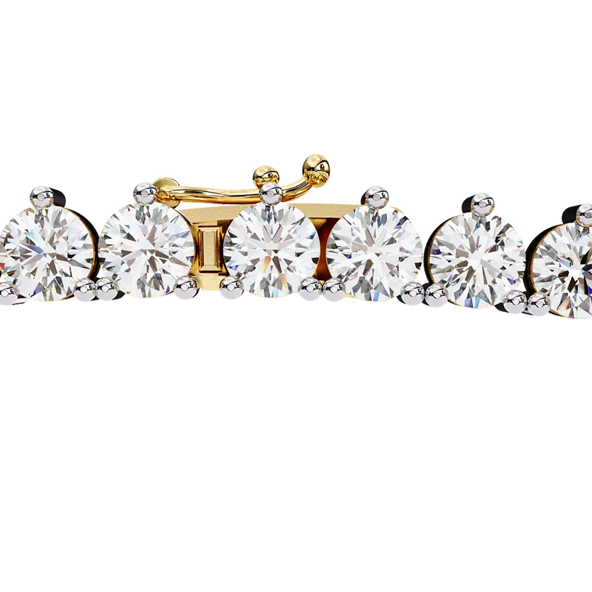 Round Diamond Tennis Necklace in Gold