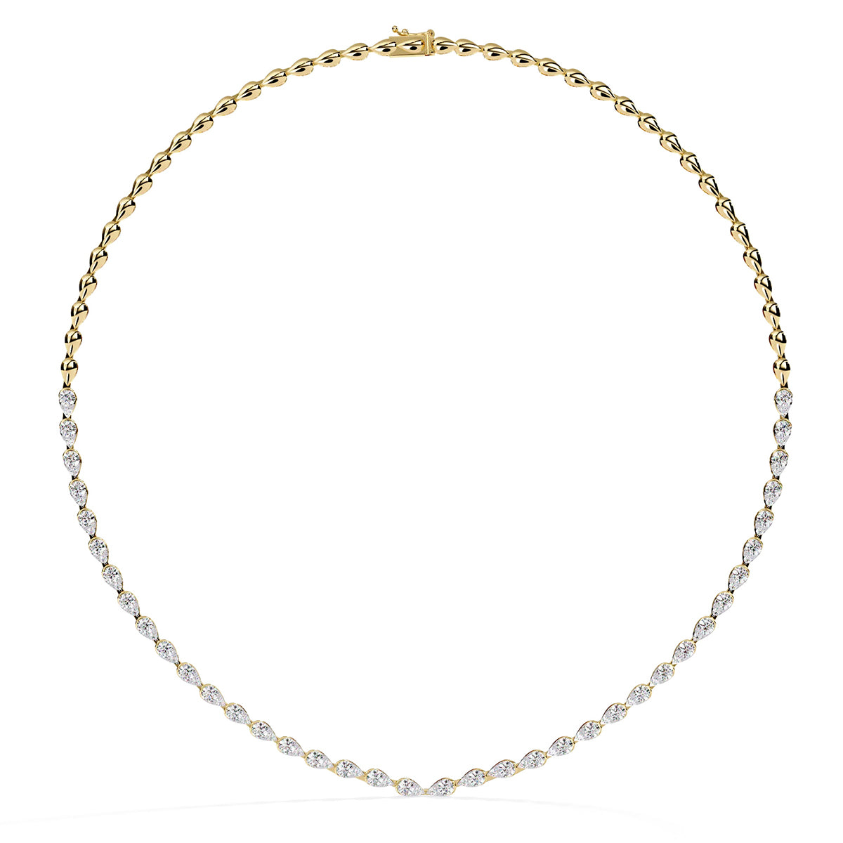 Pear Shape Diamond Tennis Necklace in Gold