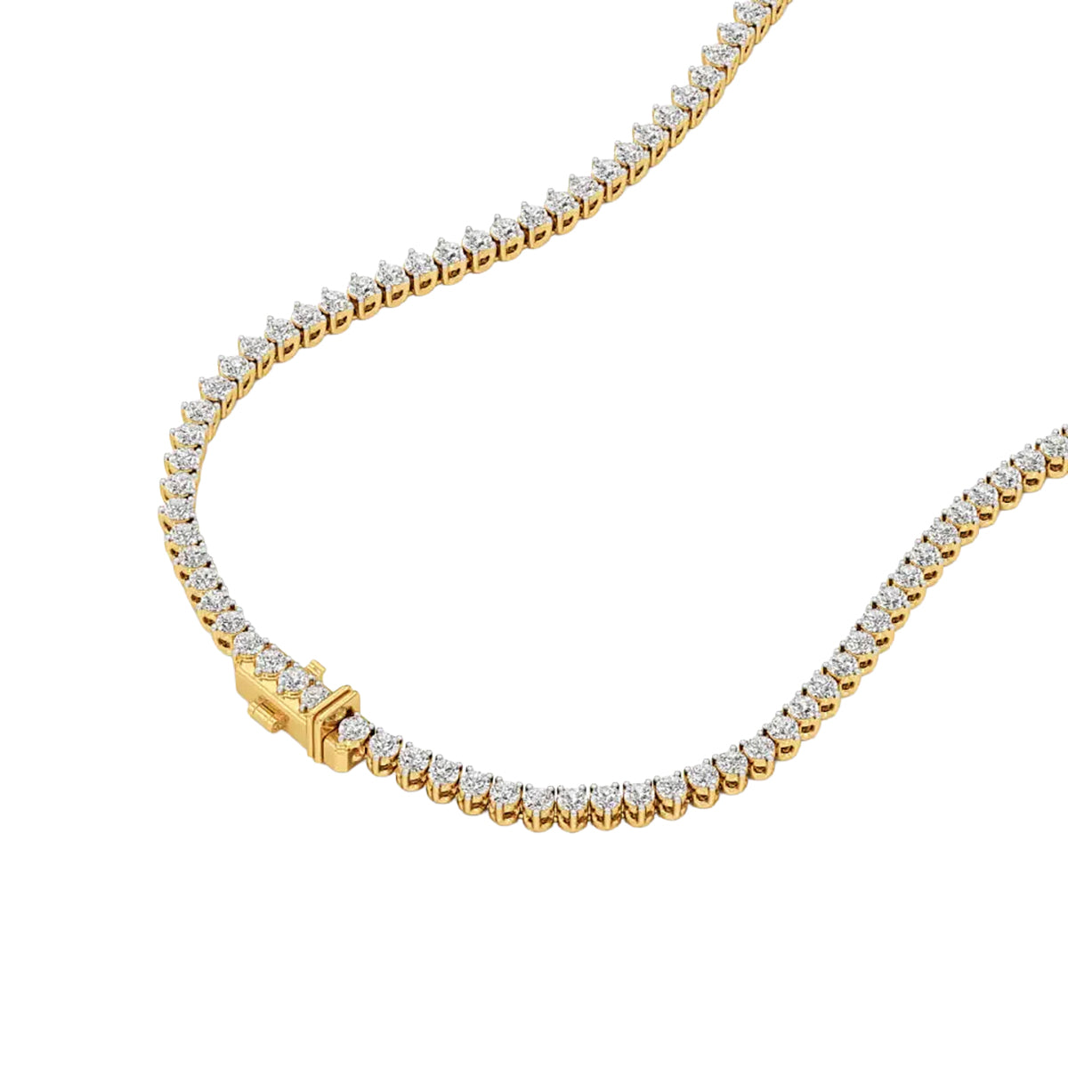 Round Diamond Buttercup Setting Tennis Necklace in Gold