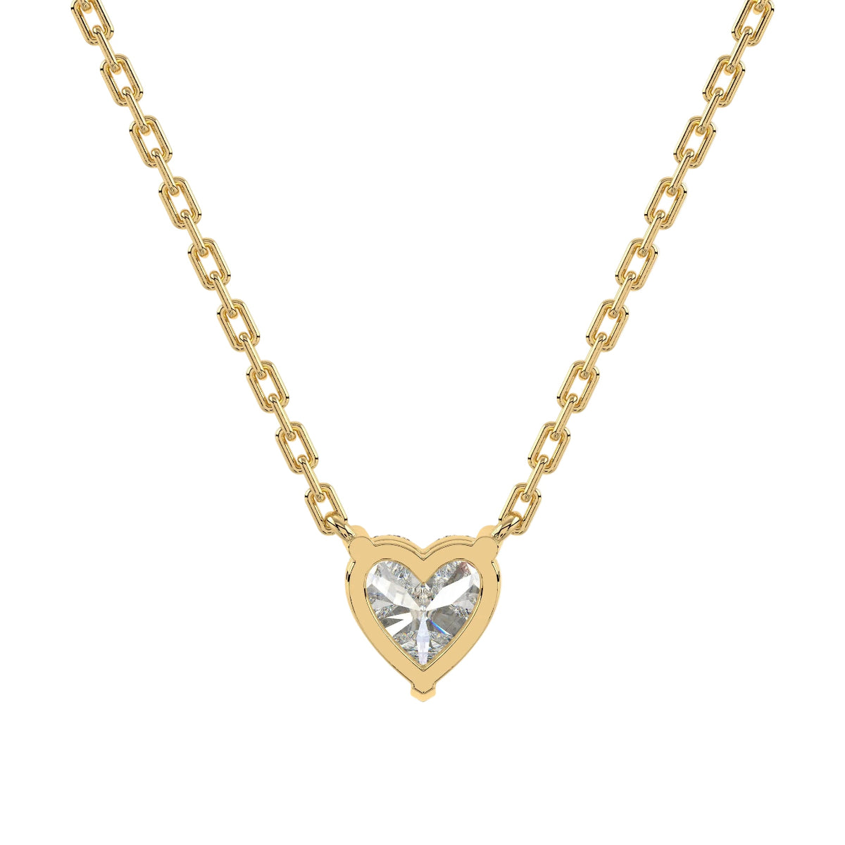 Heart Cut Solitaire Diamond Necklace in Gold