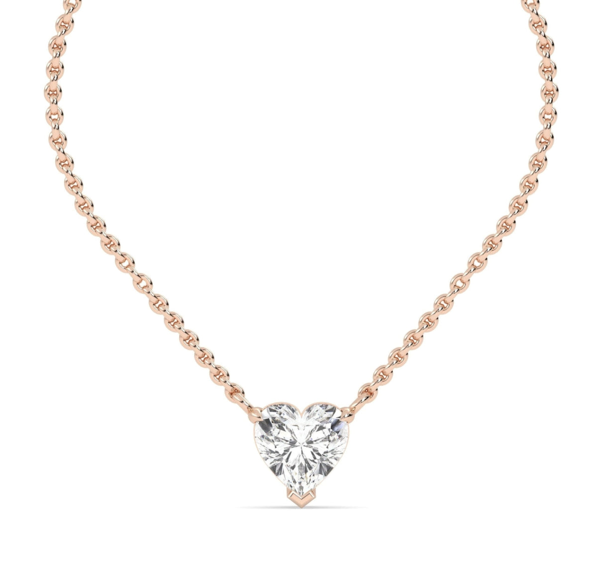 Heart Cut Solitaire Diamond Necklace in Gold