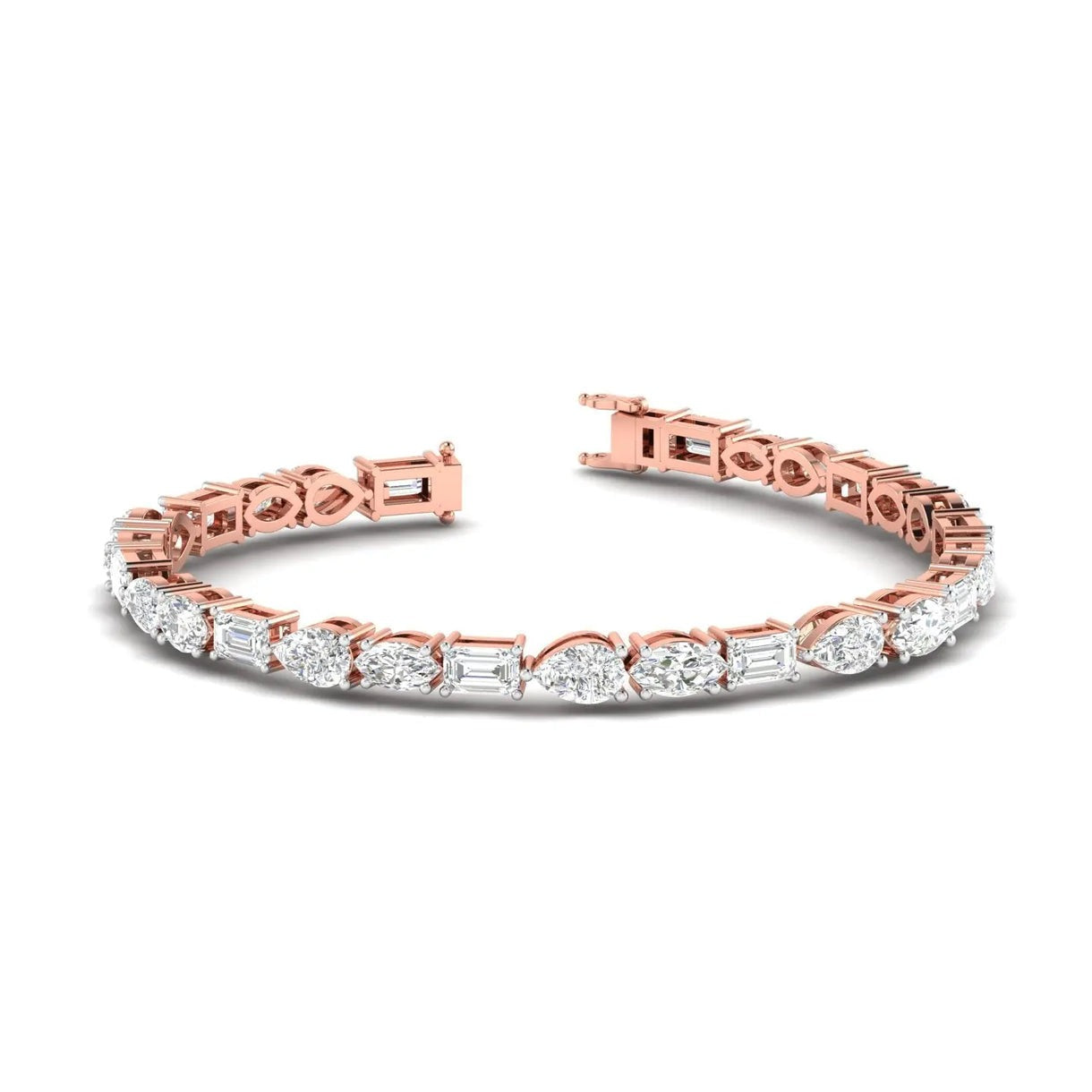 Mixed Cut Diamonds Tennis Bracelet in Gold