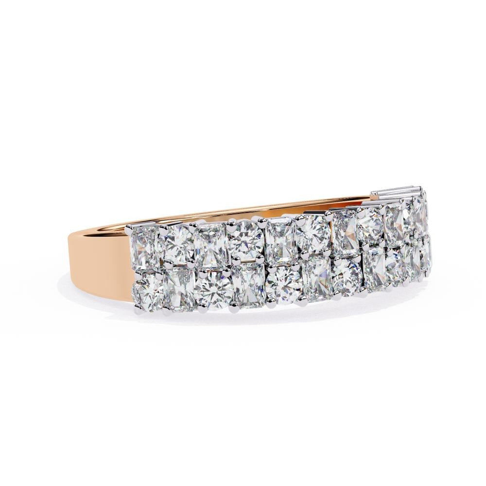 Two-Row Mixed Cut Diamond Half-Eternity Band in Gold