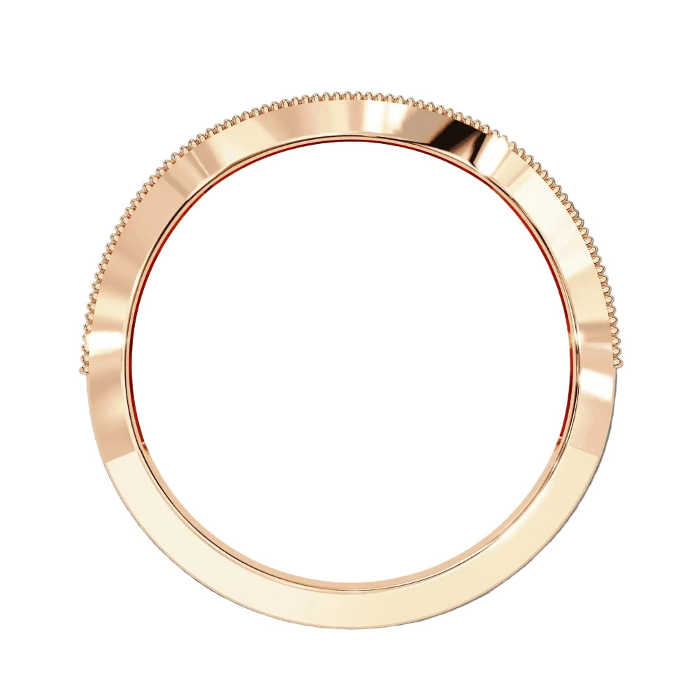 Pave Diamond Milgrain Contour Band in Gold