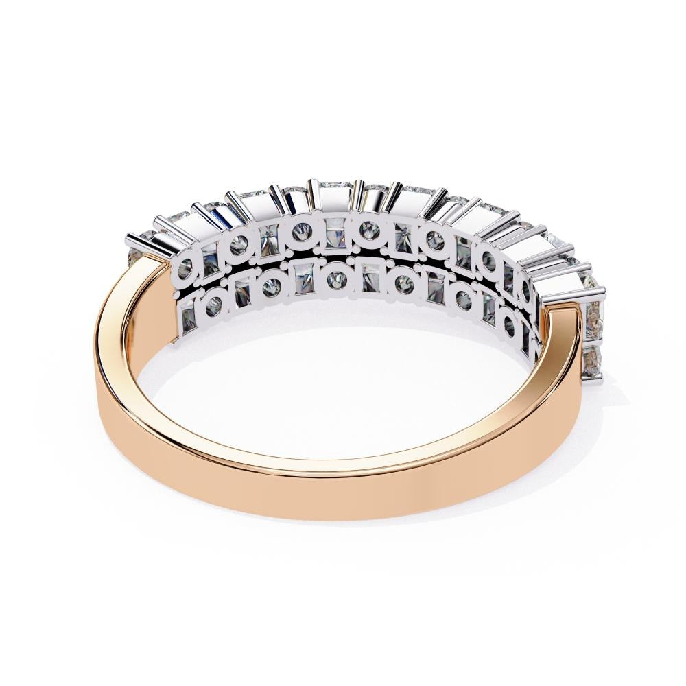 Two-Row Mixed Cut Diamond Half-Eternity Band in Gold
