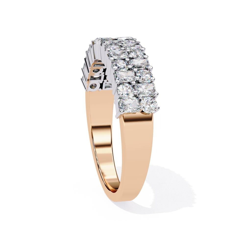 Two-Row Mixed Cut Diamond Half-Eternity Band in Gold