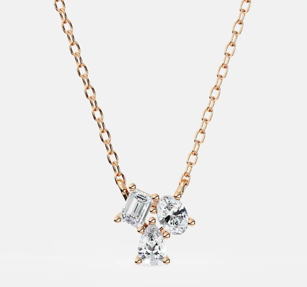 Multi-Cut Diamond Three-Stone Diamond Necklace