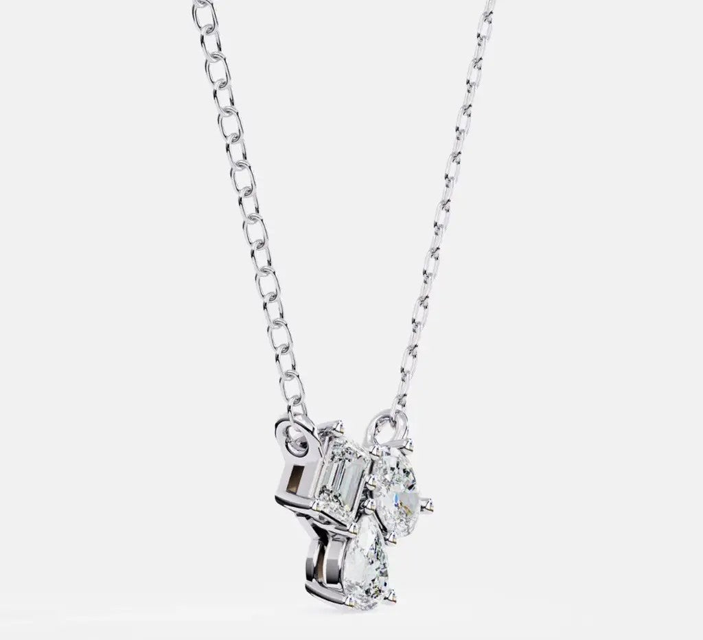 Multi-Cut Diamond Three-Stone Diamond Necklace