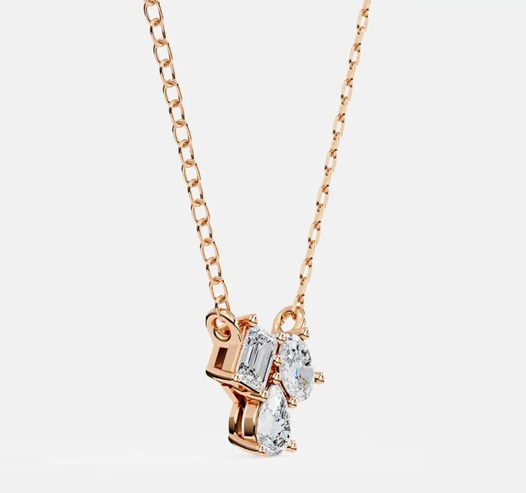 Multi-Cut Diamond Three-Stone Diamond Necklace