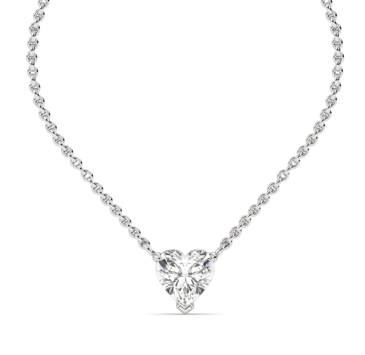 Heart Cut Solitaire Diamond Necklace in Gold