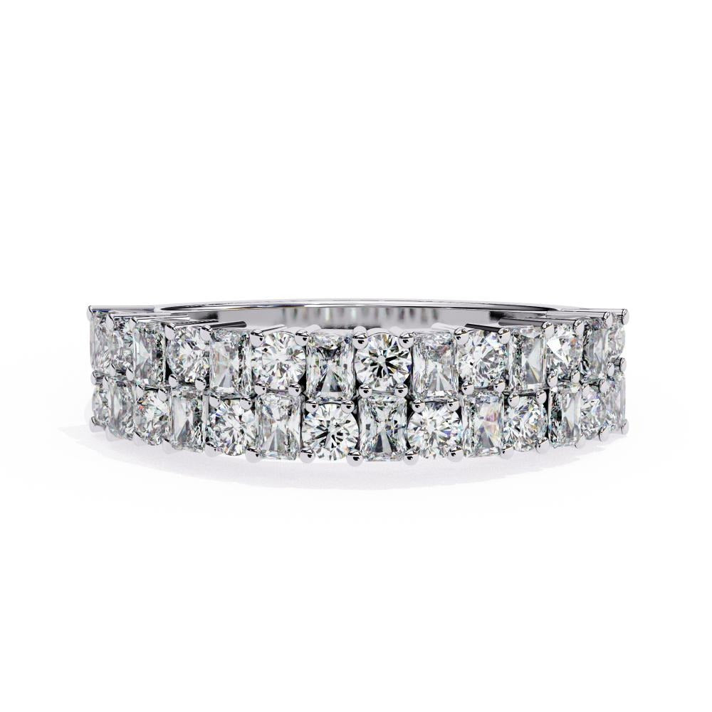 Two-Row Mixed Cut Diamond Half-Eternity Band in Gold