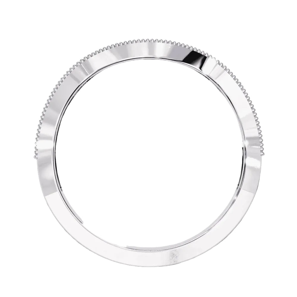 Pave Diamond Milgrain Contour Band in Gold