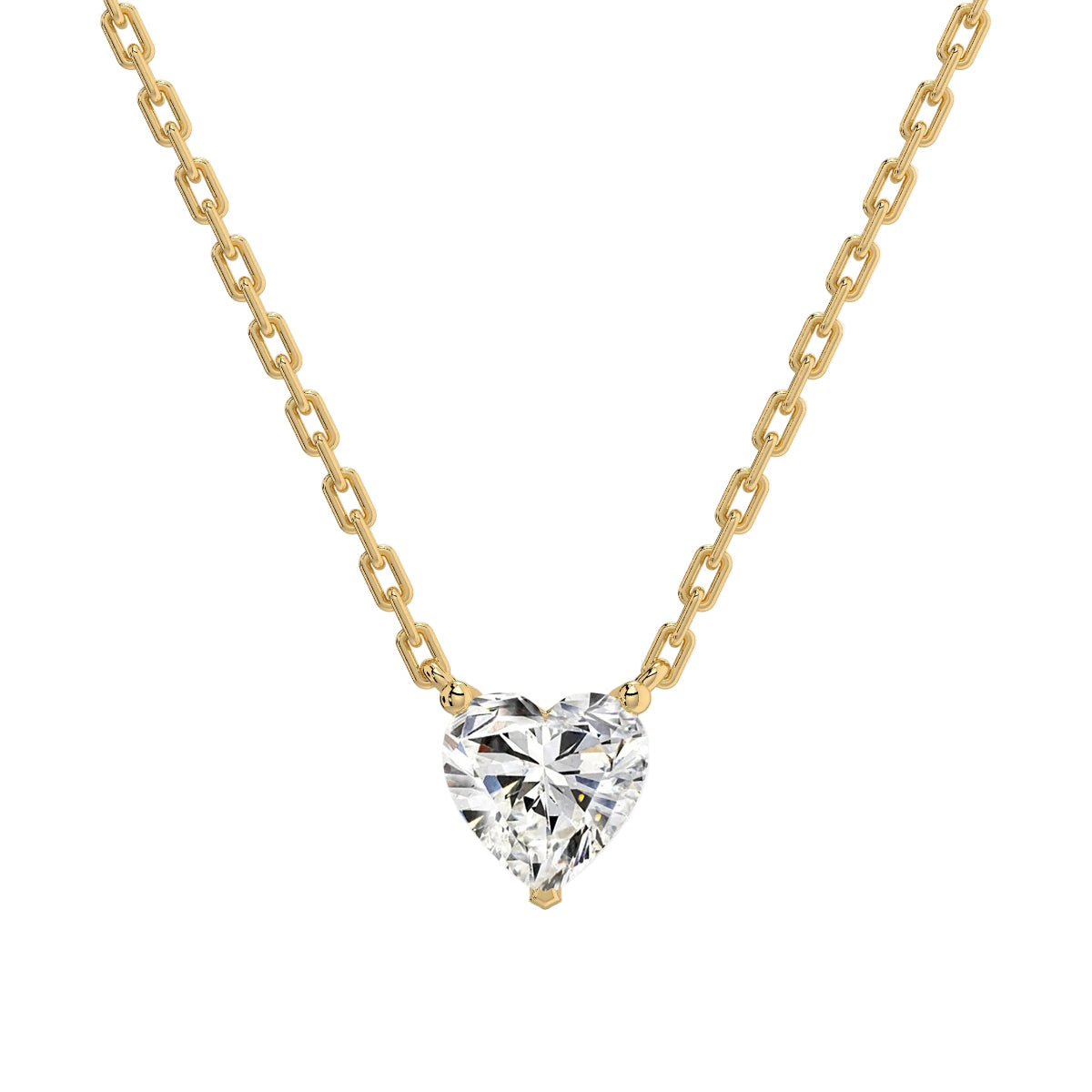 Heart Cut Solitaire Diamond Necklace in Gold