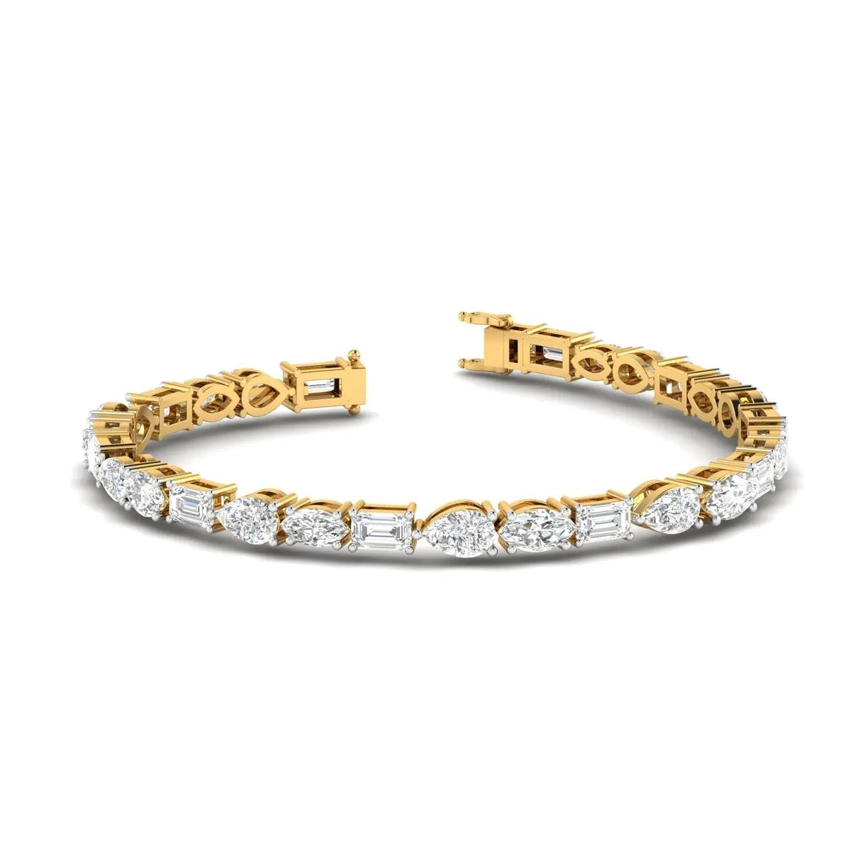 Mixed Cut Diamonds Tennis Bracelet in Gold