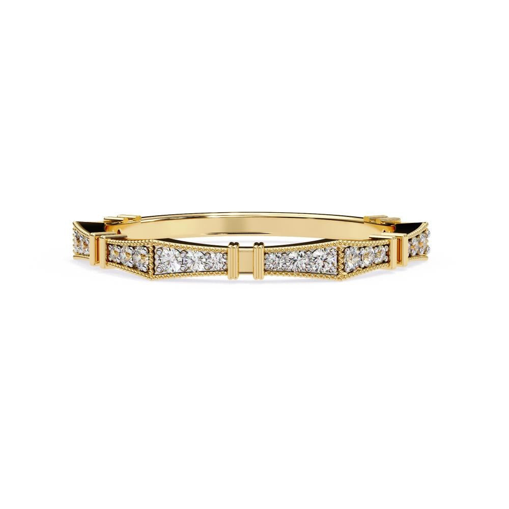 Geometric Diamond Wedding Band in Gold