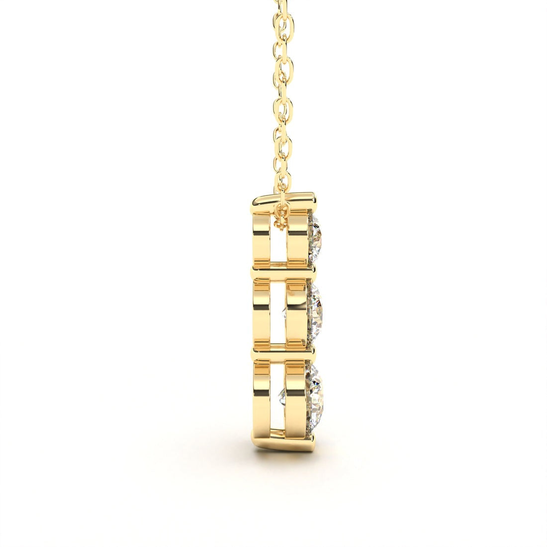 Triple Round Cut Diamond Pendant in Gold