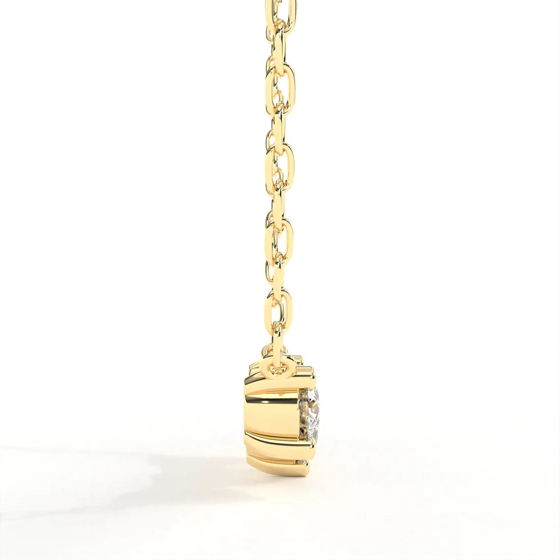 Horizontal Triple Round Cut Diamond Necklace in Gold