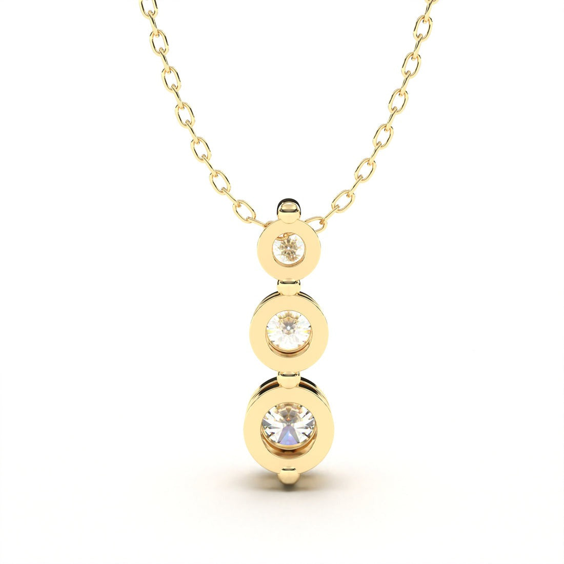 Triple Round Cut Diamond Pendant in Gold