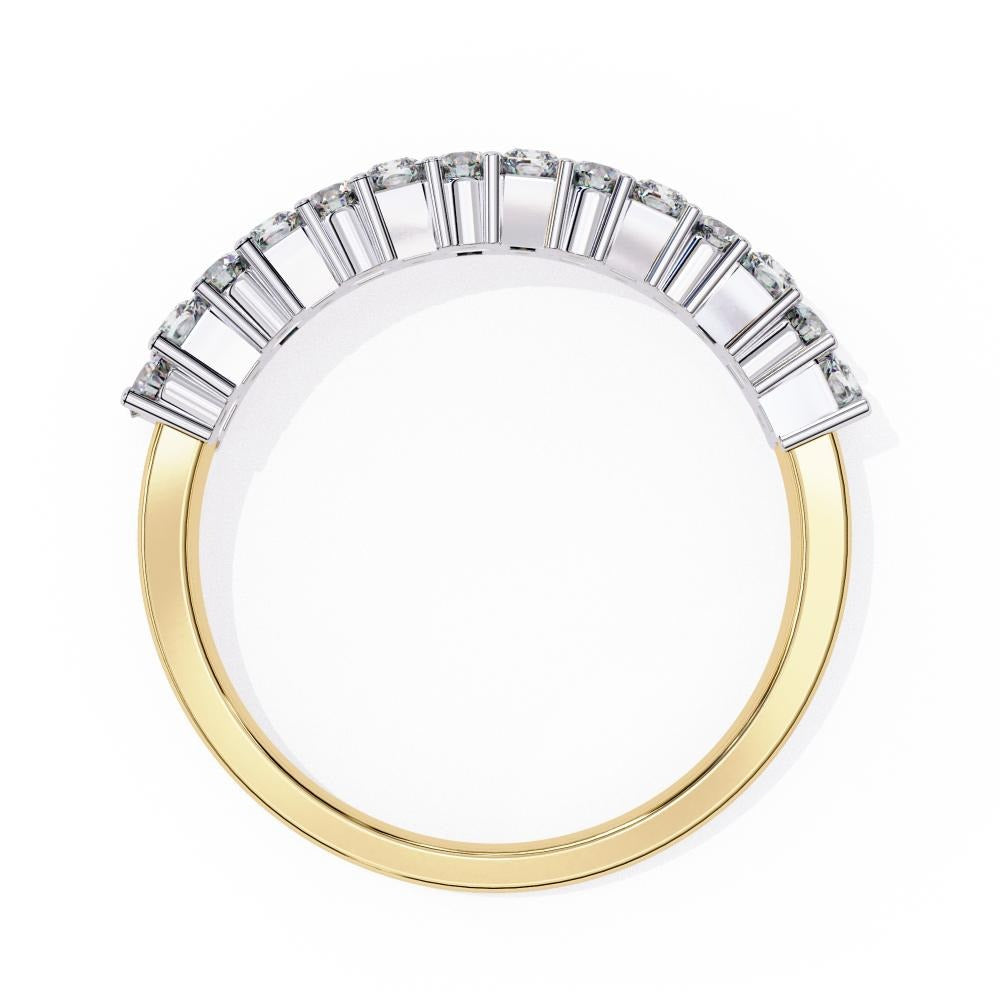 Two-Row Mixed Cut Diamond Half-Eternity Band in Gold