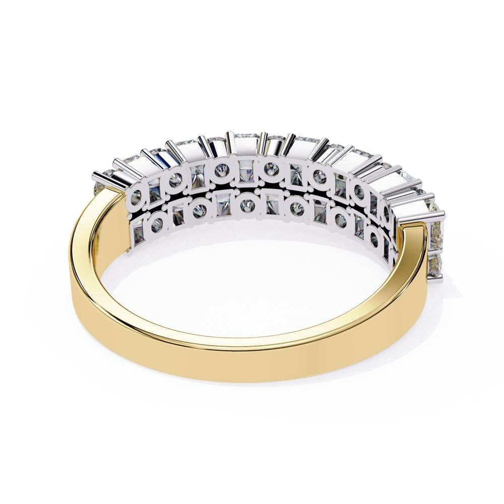 Two-Row Mixed Cut Diamond Half-Eternity Band in Gold