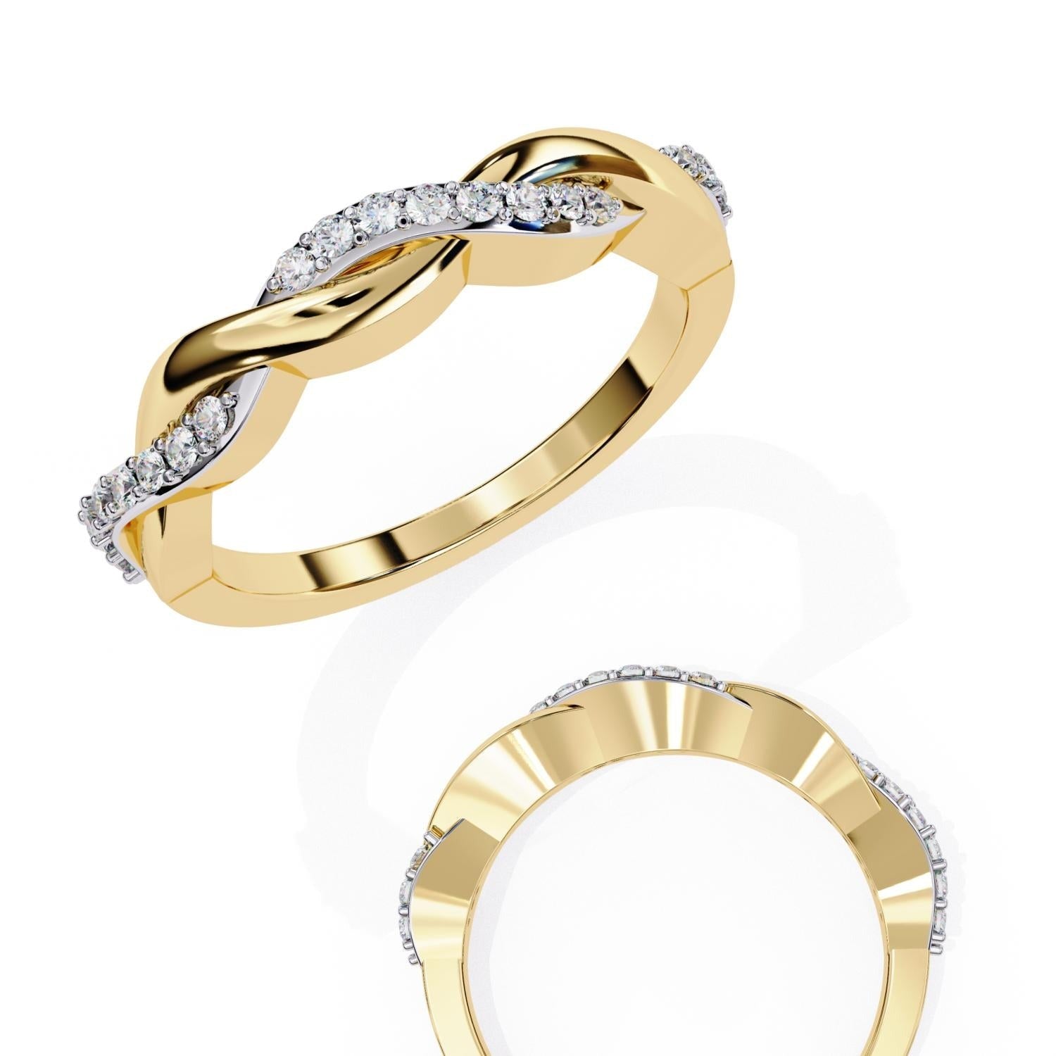 Pave Diamond Twist Infinity Band in Gold