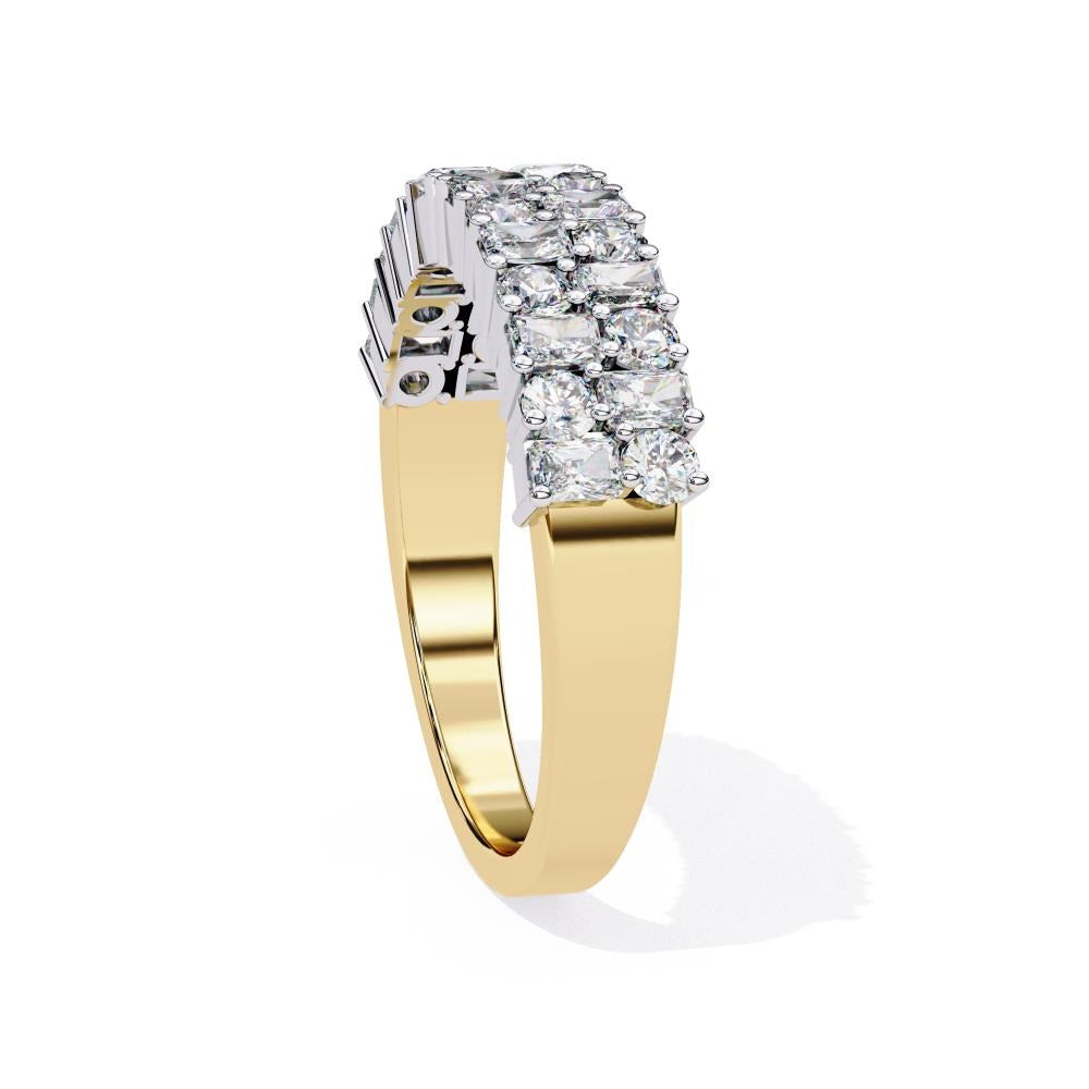 Two-Row Mixed Cut Diamond Half-Eternity Band in Gold