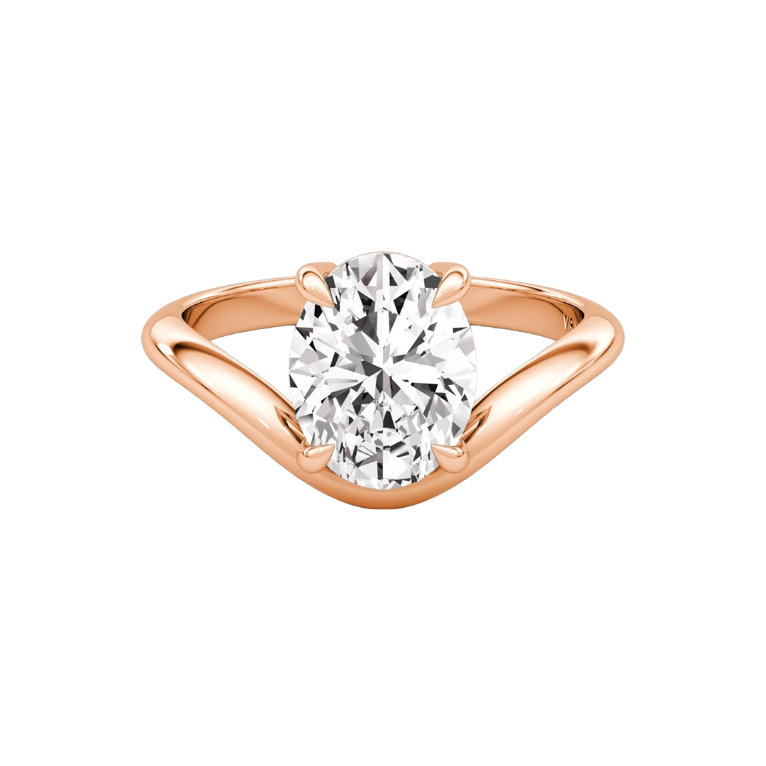 Oval solitaire diamond engagement ring in rose gold