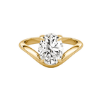 Oval solitaire diamond engagement ring in gold