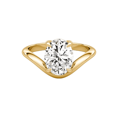 Oval solitaire diamond engagement ring in gold