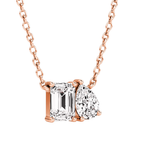 Emerald cut and pear shaped diamond necklace