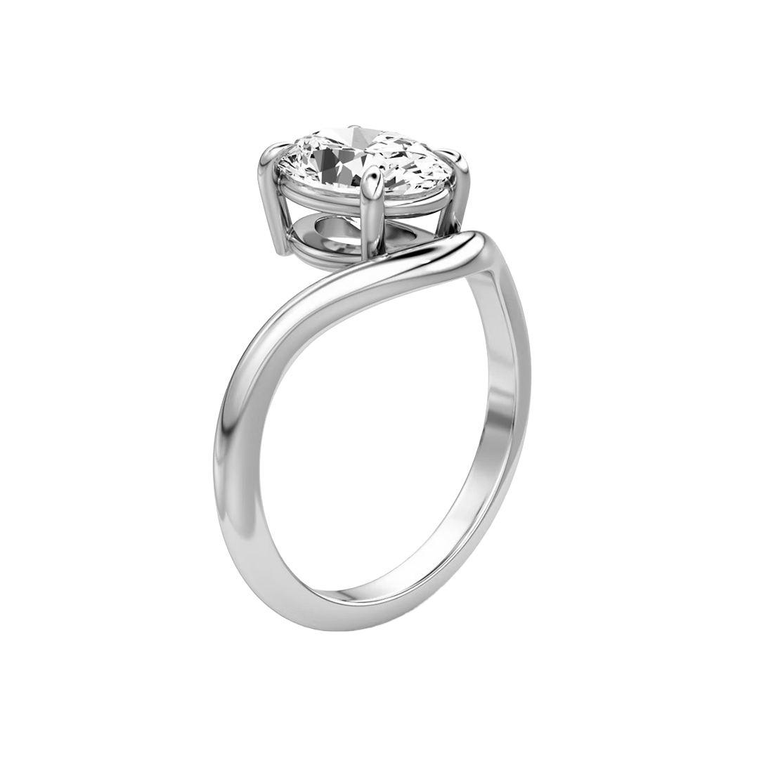 Oval Solitaire Diamond Curve Engagement Ring in Gold