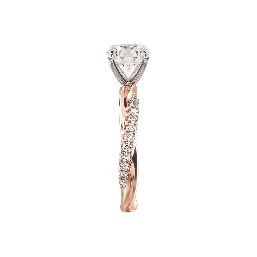 Designer round solitaire diamond ring curved band