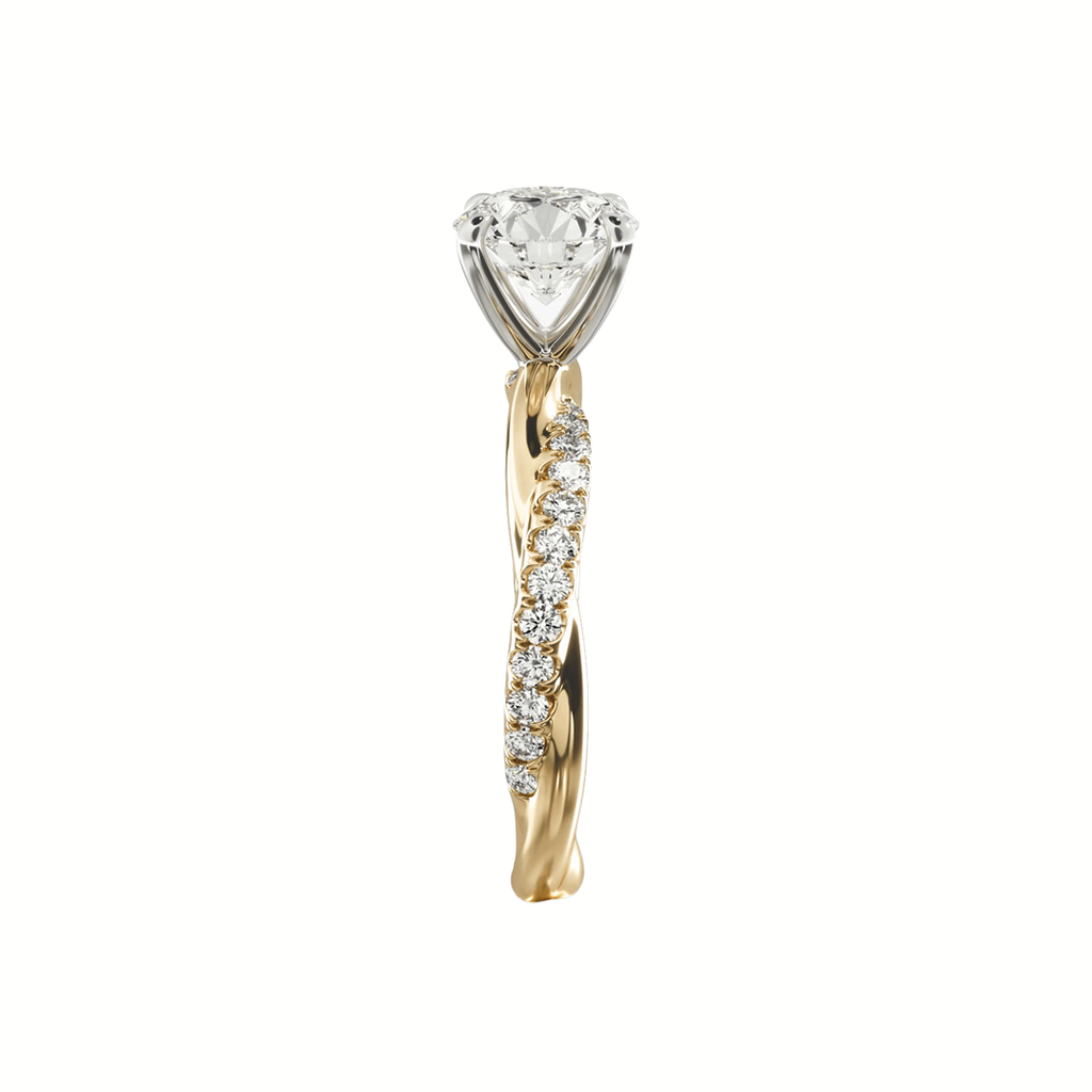 Designer round solitaire diamond ring curved band