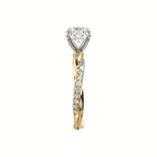 Designer round solitaire diamond ring curved band
