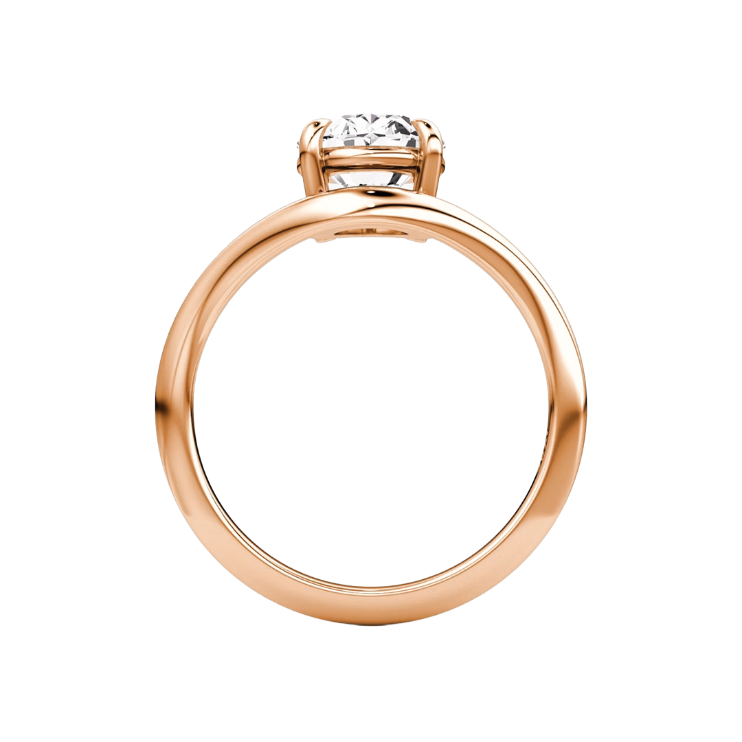 Oval Solitaire Diamond Curve Engagement Ring in Gold