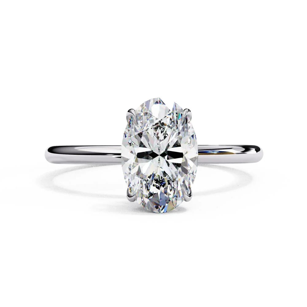 Oval Cut Diamond with Hidden Halo Solitaire Ring in Gold