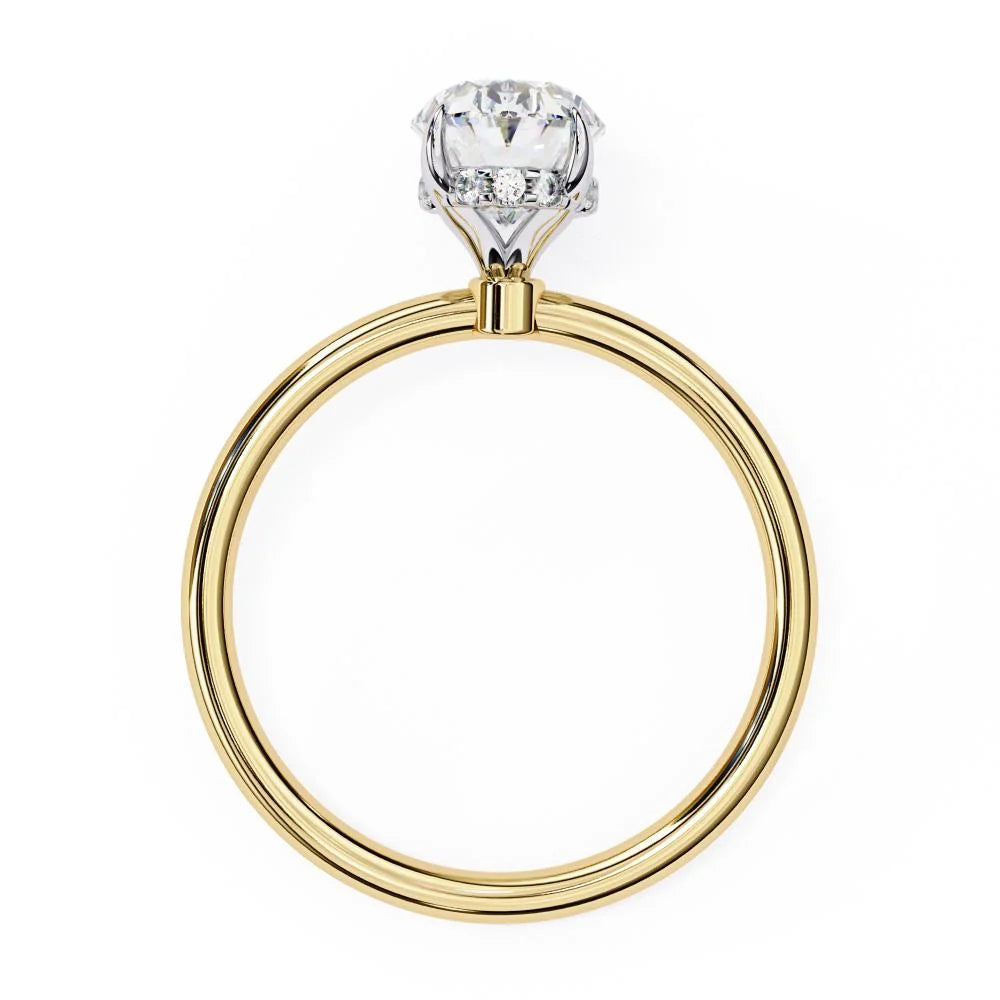 Oval Cut Diamond with Hidden Halo Solitaire Ring in Gold