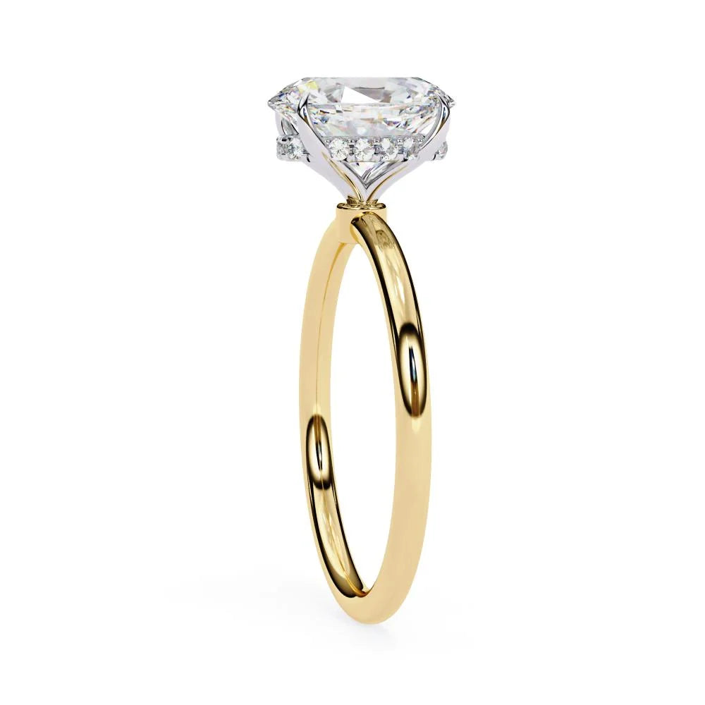 Oval Cut Diamond with Hidden Halo Solitaire Ring in Gold