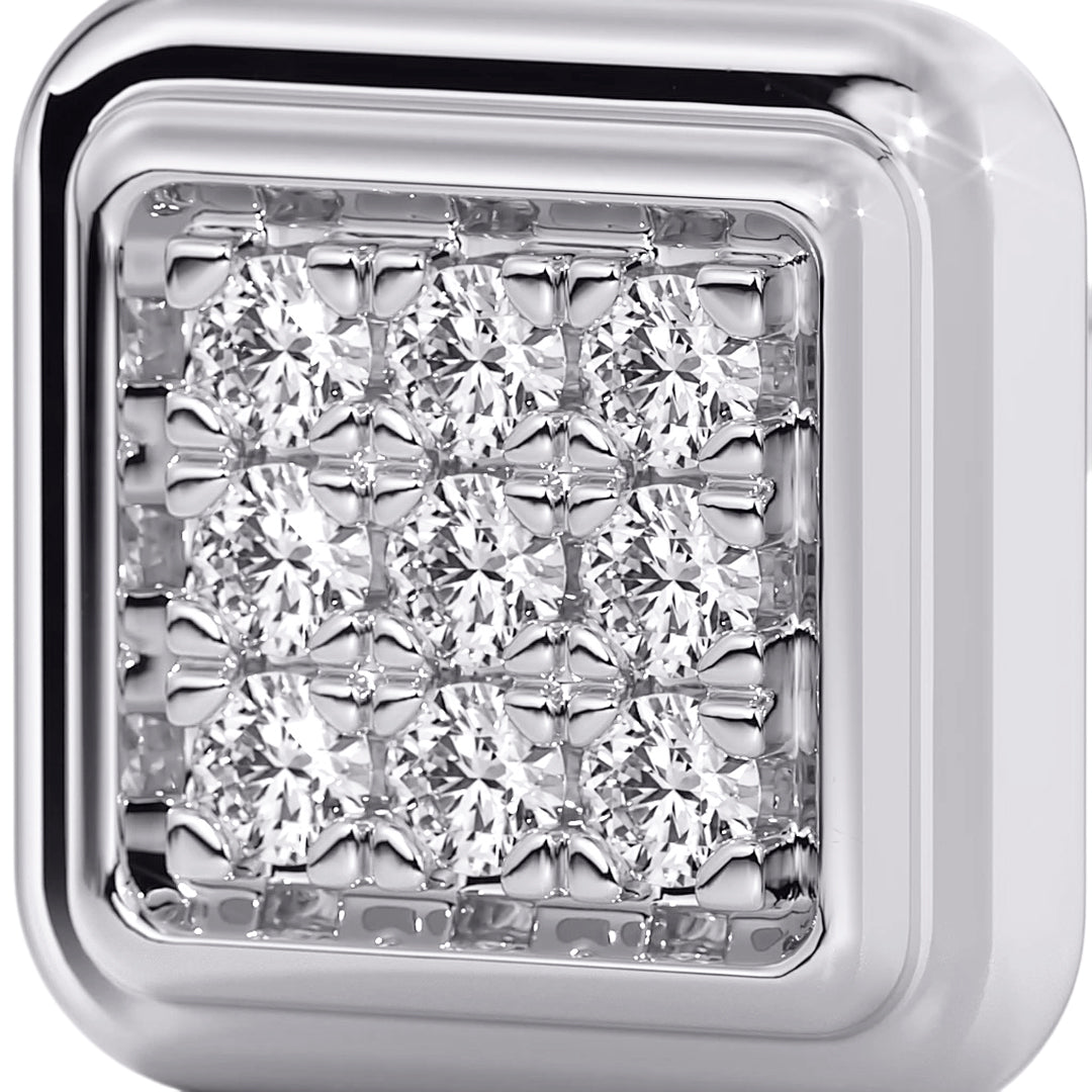 Square Diamond Cluster Stud Earrings in Gold