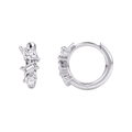 Mixed Cut Diamond Cluster Hoop Earrings in White Gold