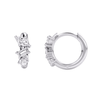 Mixed Cut Diamond Cluster Hoop Earrings in White Gold